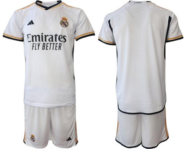 Men's Real Madrid Custom 23/24 White Home Soccer Jersey Suit